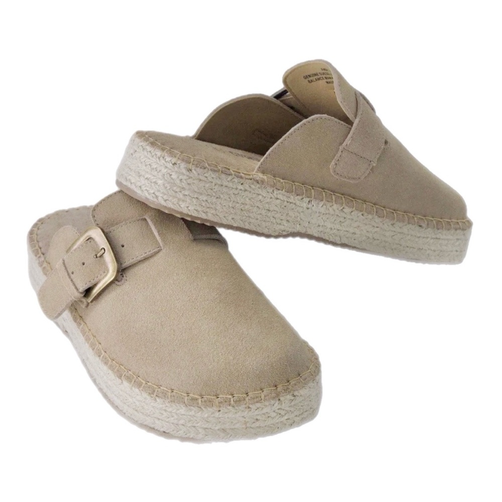 NEW Haute Hippie Aria 100% Suede Buckle Espadrille Tan Slip-On Mule Clogs US 9.5 - Picture 11 of 15